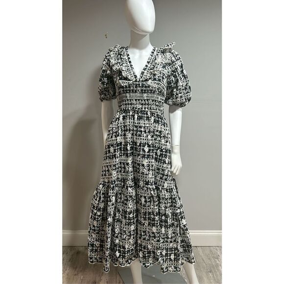 En Saison Alessandra Cotton Eyelet Midi Dress Size Small - Picture 8 of 16